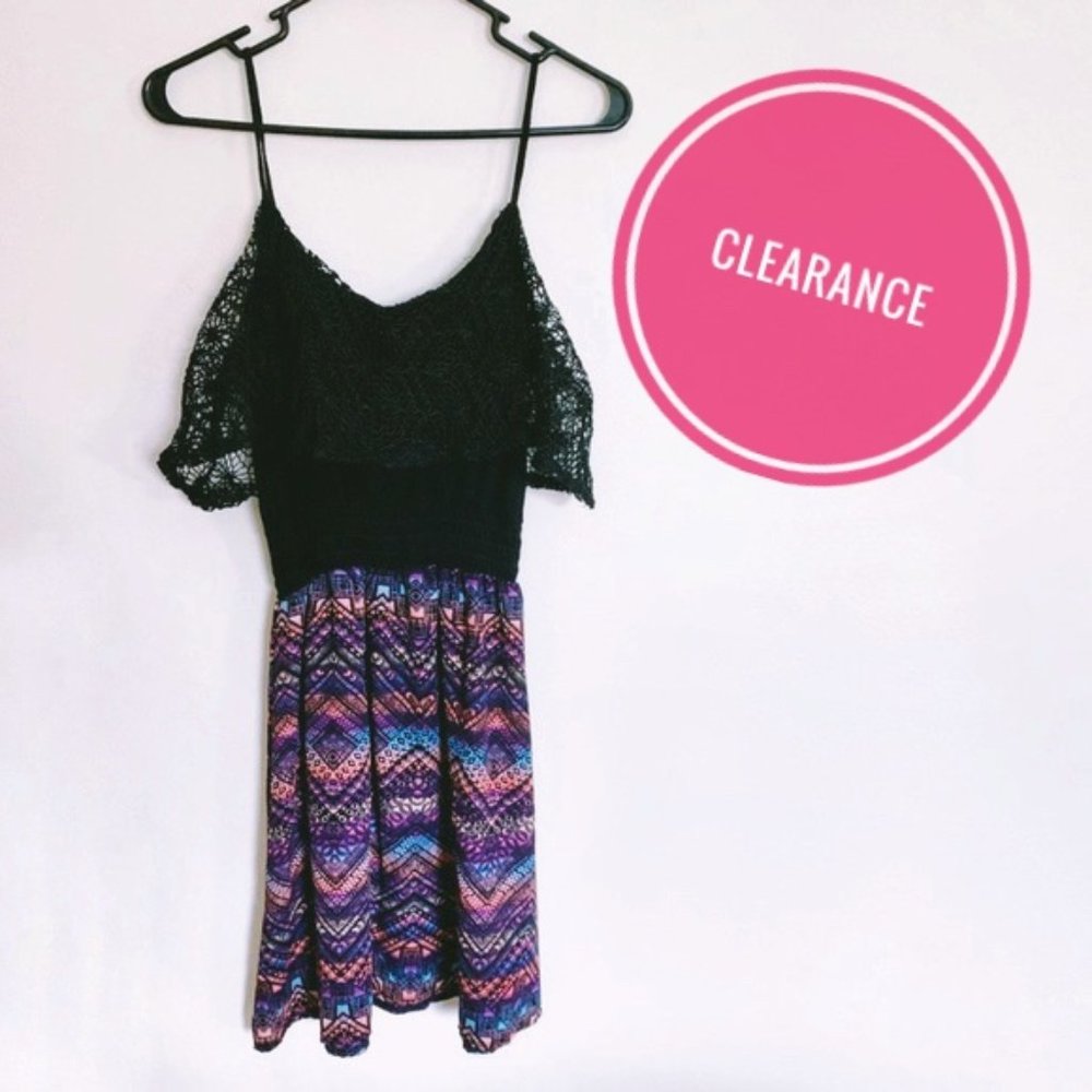 Rue21 Spaghetti Strap Ruffle Patterned Dress